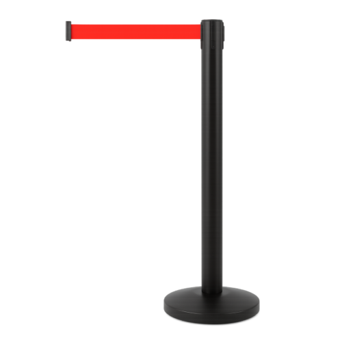 SŁUPEK CZARNY Z TAŚMĄ CZERWONĄ – 230 CM