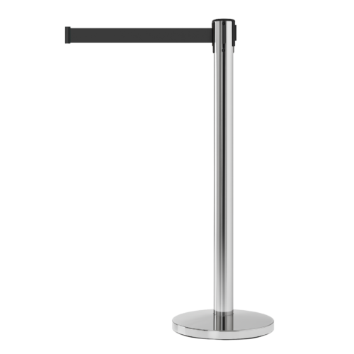 SŁUPEK SREBRNY CHROMOWANY Z TAŚMĄ CZARNĄ – 235 CM — zdjęcie 2
