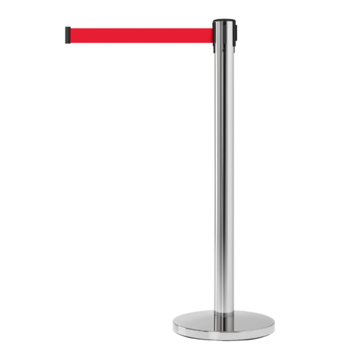 SŁUPEK SREBRNY Z TAŚMĄ CZERWONĄ – 230 CM