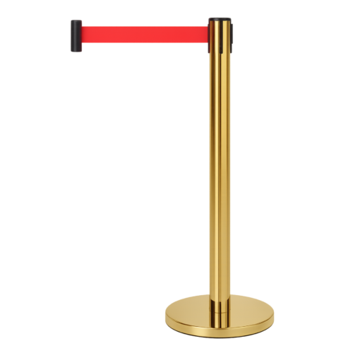 SŁUPEK ZŁOTY Z TAŚMĄ CZERWONĄ – 200 CM