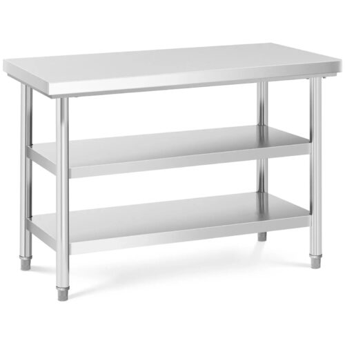 STÓŁ ROBOCZY ZE STALI NIERDZEWNEJ 1200×600 (2 półki)