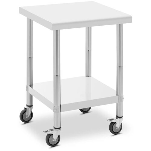 STÓŁ ROBOCZY ZE STALI NIERDZEWNEJ NA KÓŁKACH 600×600 — zdjęcie 2