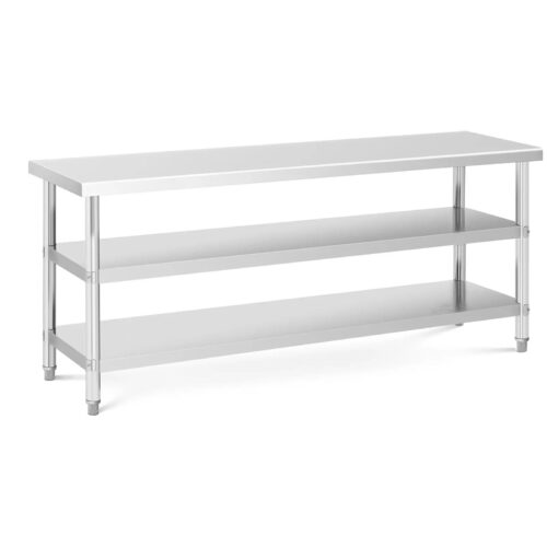 STÓŁ ROBOCZY ZE STALI NIERDZEWNEJ 2000×600 (2 półki) — zdjęcie 2