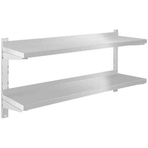 PÓŁKA WISZĄCA ZE STALI NIERDZEWNEJ 1200×300 – 2 BLATY — zdjęcie 4
