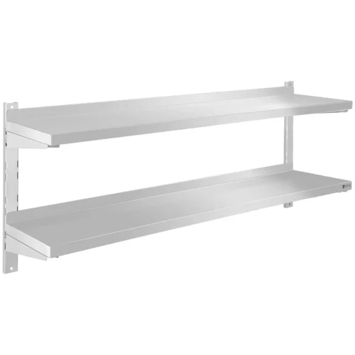 PÓŁKA WISZĄCA ZE STALI NIERDZEWNEJ 1400×300 – 2 BLATY — zdjęcie 2