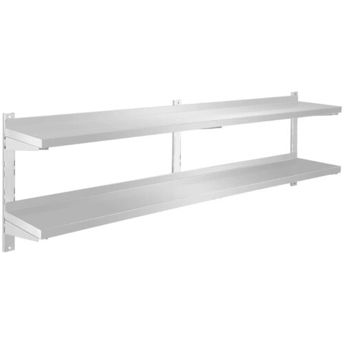 PÓŁKA WISZĄCA ZE STALI NIERDZEWNEJ 1600×300 – 2 BLATY