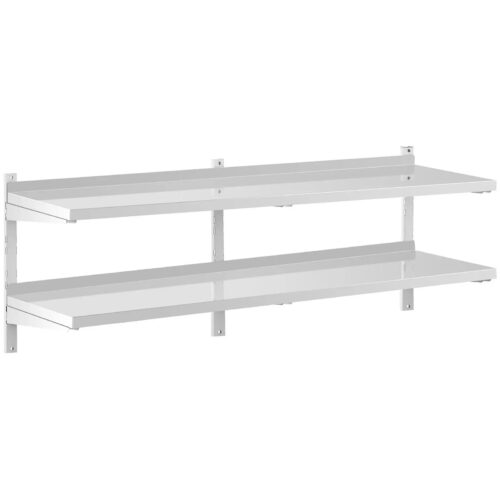 PÓŁKA WISZĄCA ZE STALI NIERDZEWNEJ 1800×400 – 2 BLATY