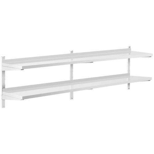 PÓŁKA WISZĄCA ZE STALI NIERDZEWNEJ 2000×400 – 2 BLATY