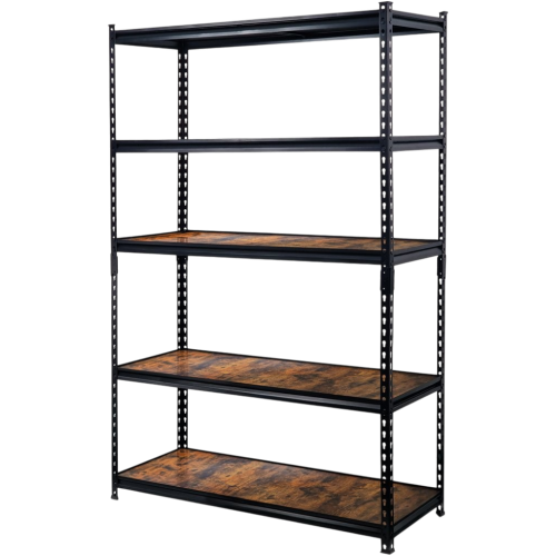 REGAŁ MAGAZYNOWY 5-PÓŁKOWY Z OKLEINĄ DREWNA 180x120x45