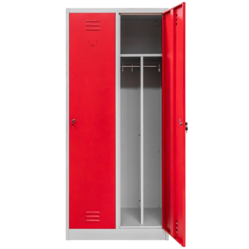 SZAFKA BHP 2-DRZWIOWA SZARO CZERWONA 1800x500x800 - Z PRZEGRODAMI