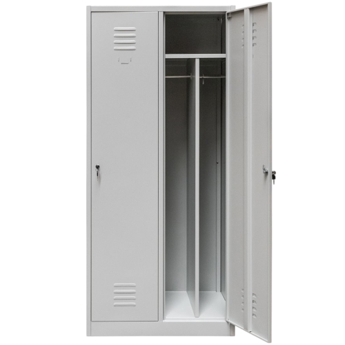 SZAFKA BHP UBRANIOWA 2-DRZWIOWA SZARA 1800x500x800 - Z PRZEGRODAMI