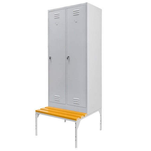 SZAFKA BHP NA PODSTAWIE Z ŁĄWECZKĄ 2-DRZWIOWA SZARA 2230x800x800