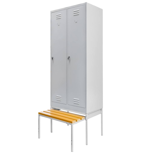 SZAFKA BHP NA PODSTAWIE Z WYSUWANĄ ŁĄWECZKĄ 2-DRZWIOWA SZARA 2230x800x800