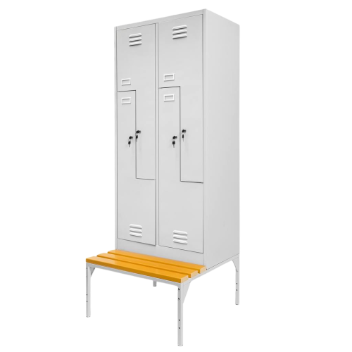 SZAFKA BHP NA PODSTAWIE Z WYSUWANĄ ŁĄWECZKĄ 4-DRZWIOWA SZARA 2230x800x800 - TYPU L